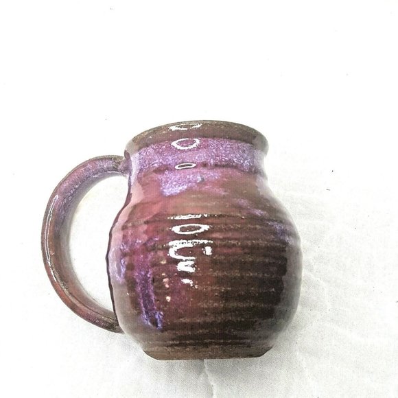 Coffee Mug Cup Studio Art Pottery Purple Drip Glaze Ceramic Marked on Handle JF - Picture 2 of 7